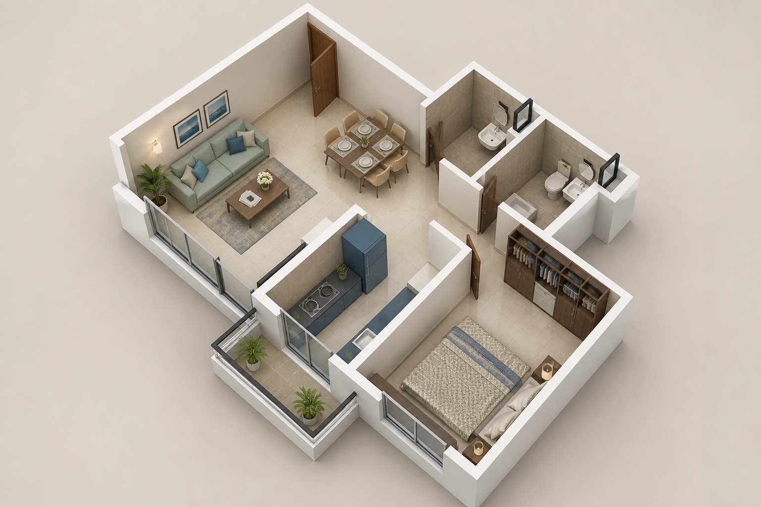 1 BHK Layout Visual